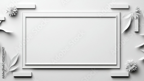 Wallpaper Mural White minimalist frame with botanical elements and geometric shapes Torontodigital.ca