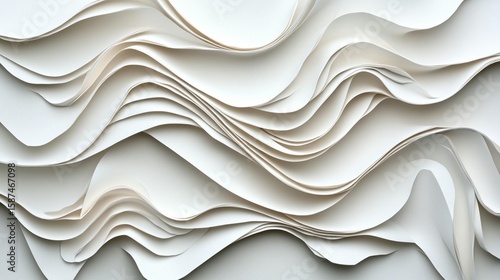 Wallpaper Mural White paper waves abstract texture background Torontodigital.ca