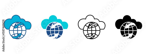 Global Icon Set With Multiple Styles. Vector Illustration