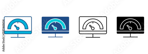 Broadband Icon Set With Multiple Styles. Vector Illustration