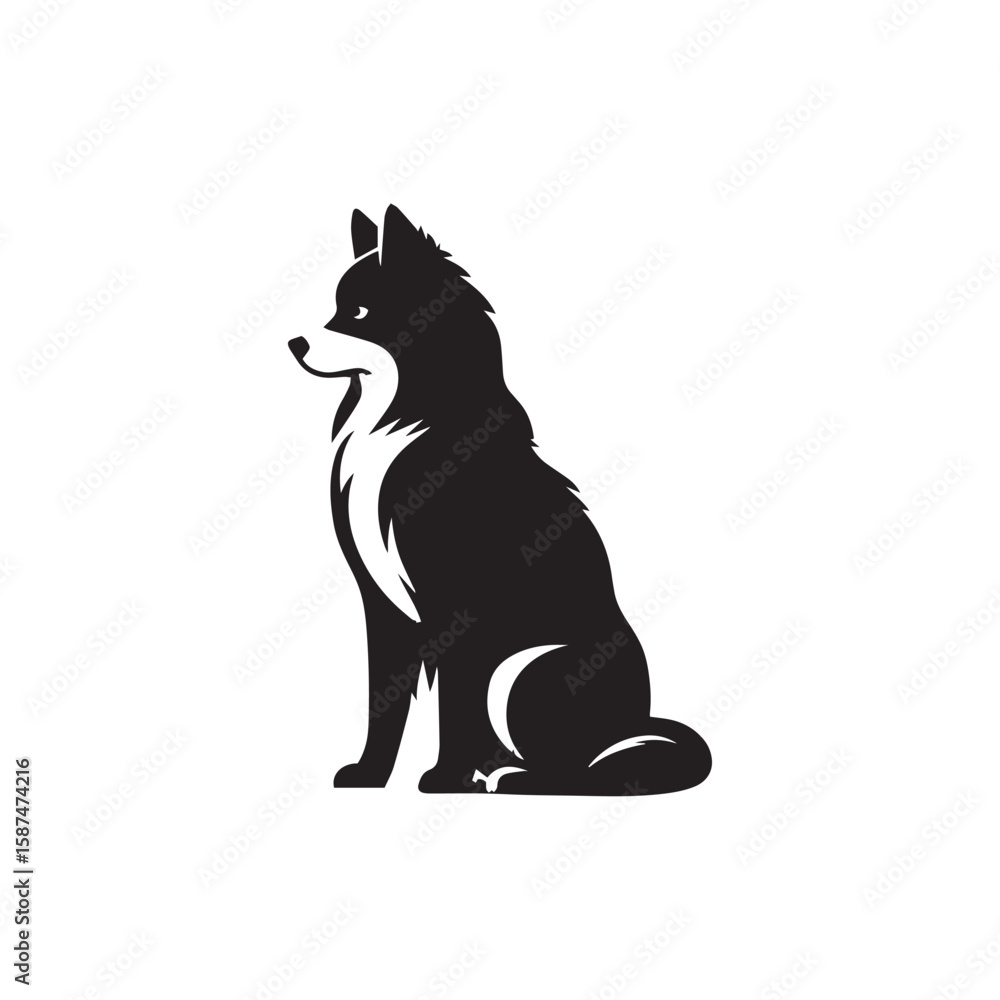 Obraz premium Minimalist Sitting Dog Vector Illustration — Pet Silhouette for Logo, Branding, and Design Projects