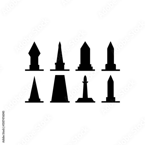  different ancient obelisk icons set 