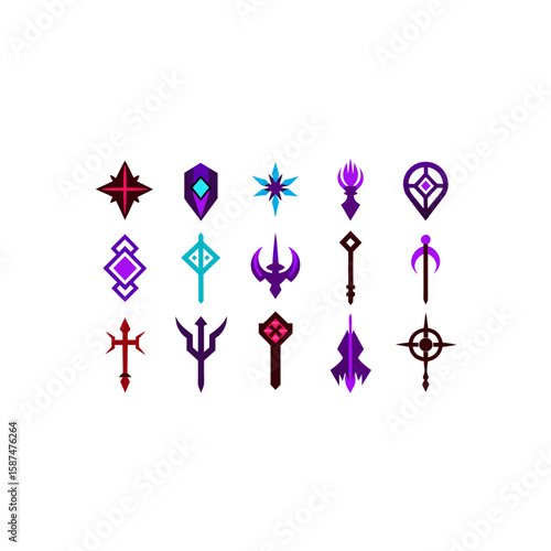  different arcane gate symbols icons set 