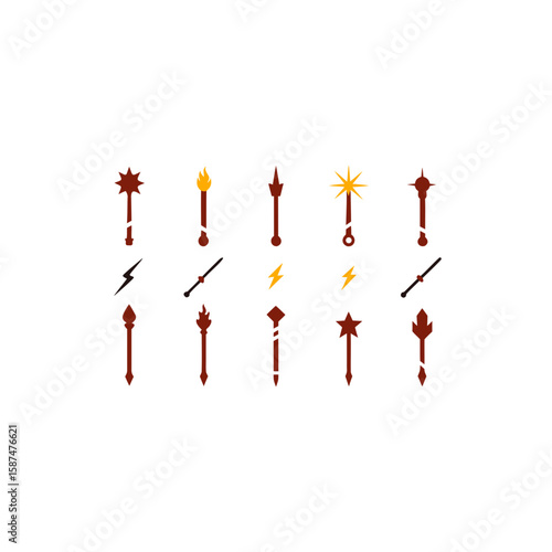  different broken spell wand icons set 