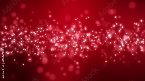Video animation of red light shine particles bokeh over dark background - seamless loop - vacation concept.