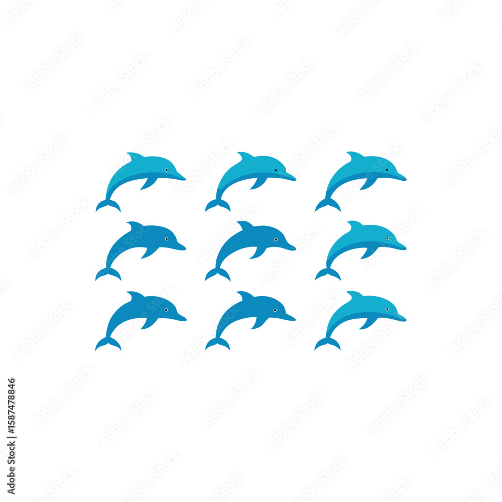 Naklejka premium different dolphin icons set on white background.svg