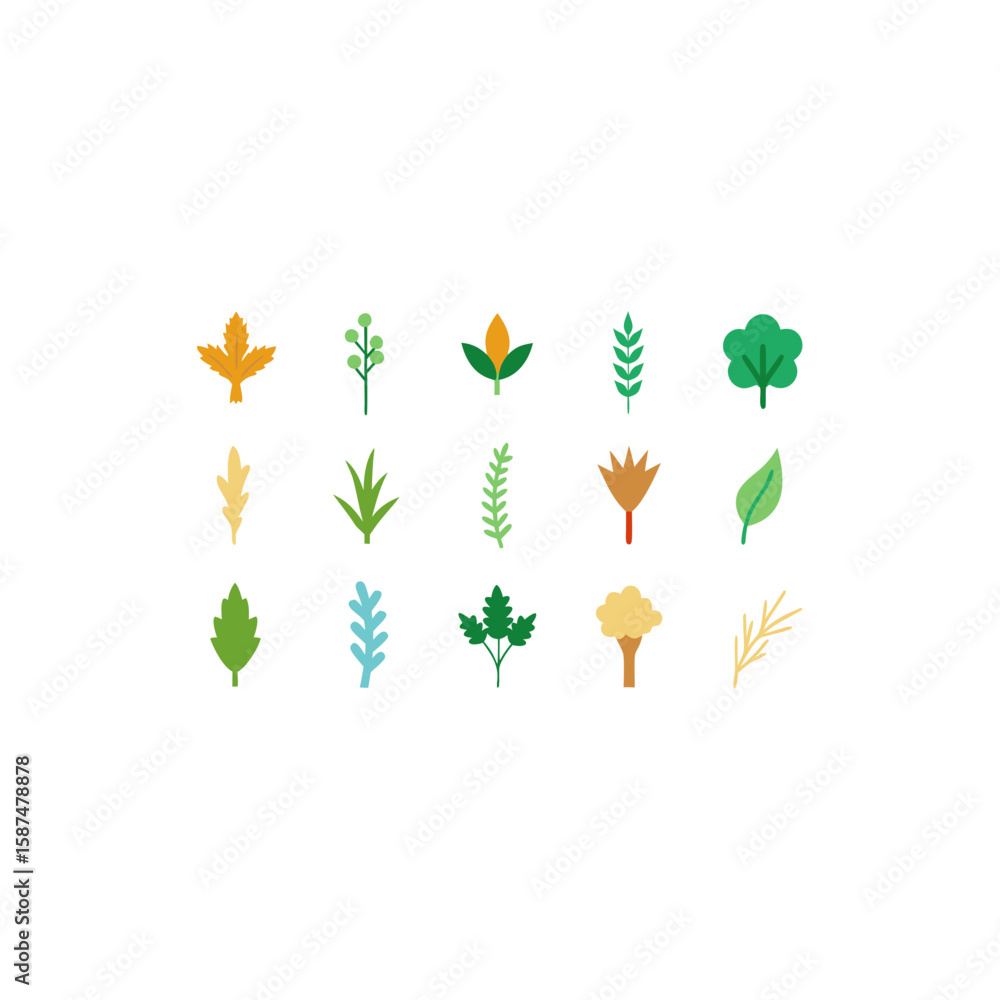 different dried herb bundle icons set on white different dried herb bundle icons set on white