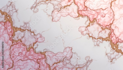 Pink and Gold Marble Texture Background with Elegant Abstract Fluid Art Pattern