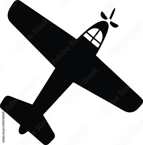 Commercial Plane Silhouette from Top View Perspective.