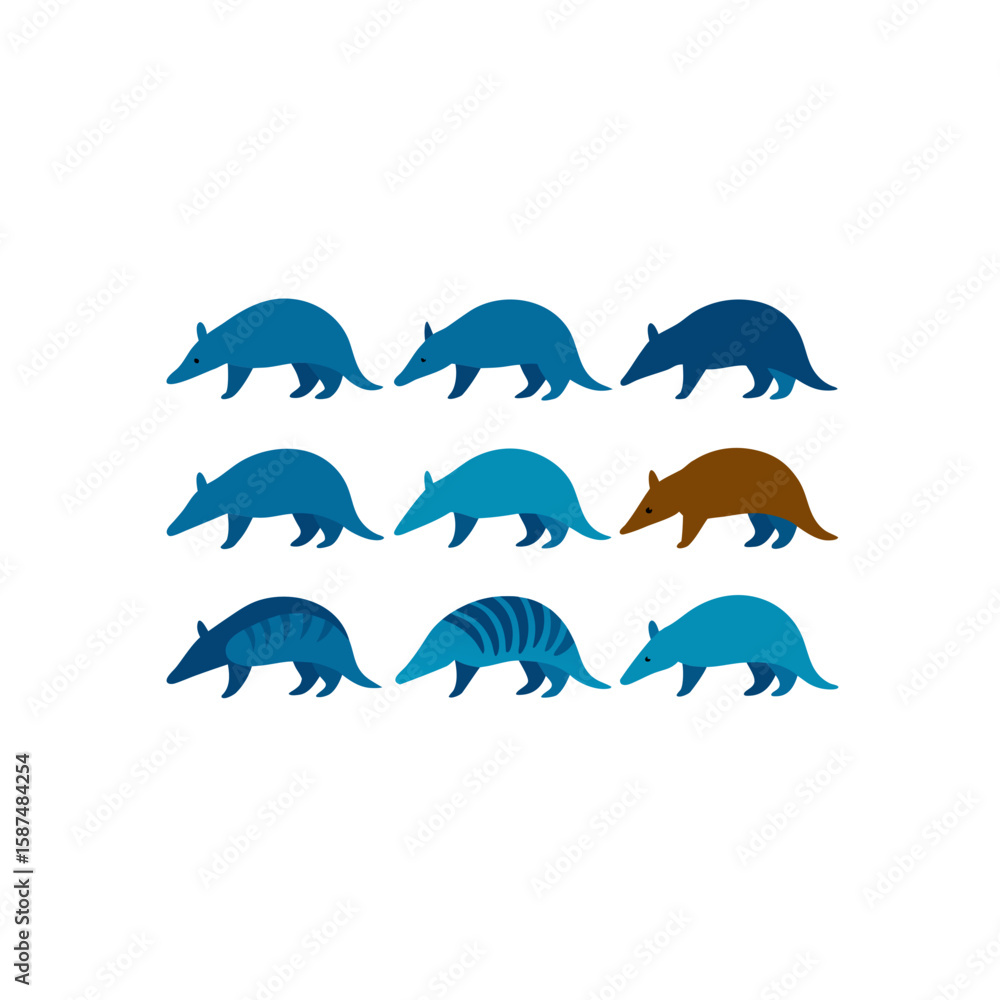 Naklejka premium different pangolin illustration icons set 
