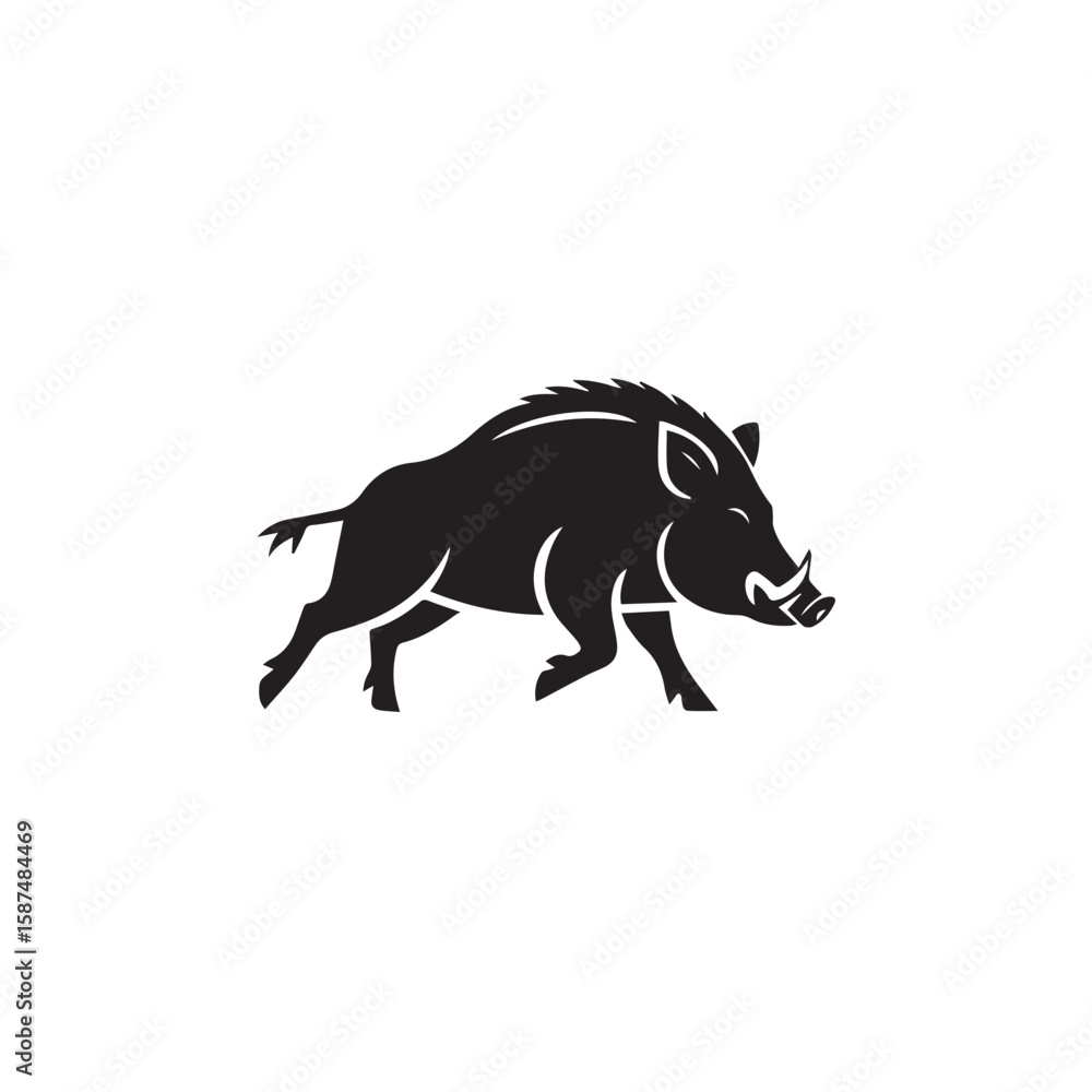 Fototapeta premium Bold Boar Silhouette Striking Vector Illustration of a Wild Pig for Graphic Design and Animal-Themed Projects (Minimalist and Powerful)