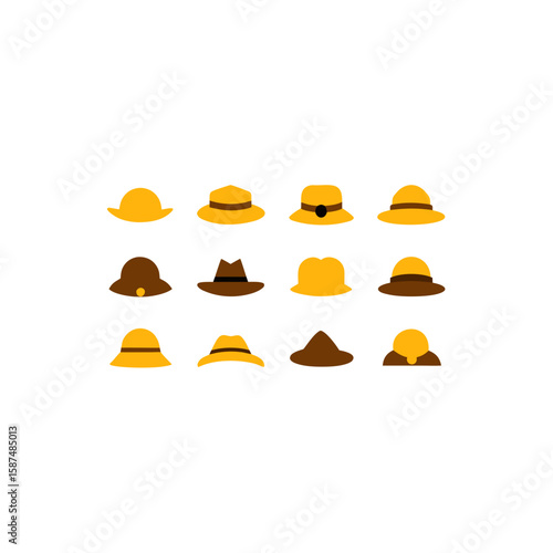  different safari hat icons set