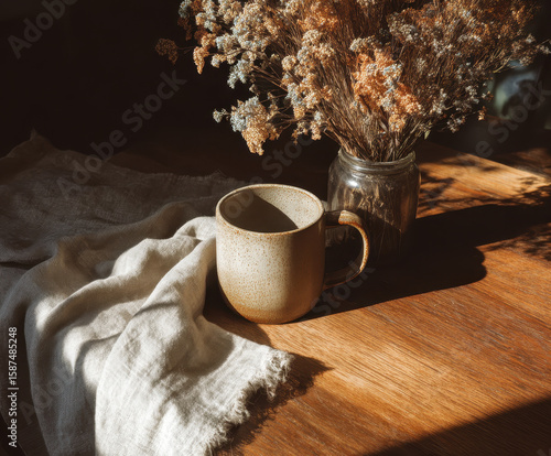 Angled Editorial Shot with Natural Props and Linen