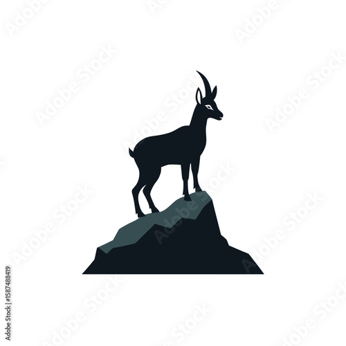 chamois bounding across craggy terrain hand sketch.svg