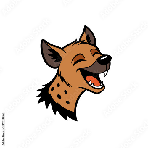 hyena laughing hand paint and cartoon ink on white