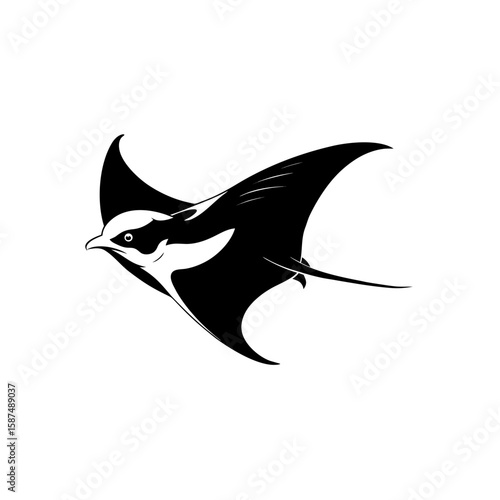 manta ray gliding hand paint and ink sketch 