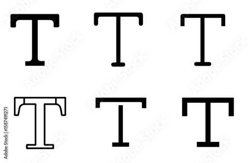 Capital T text icon set for typography, content writing, and digital communication design

