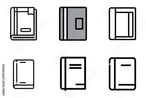 Closed book icon set for education, knowledge, learning, and literary concepts

