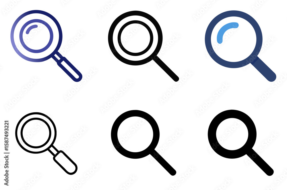 Magnifying Glass Icon Search Zoom Explore Discover Tool Symbol Set Magnifying Glass Icon Search Zoom Explore Discover Tool Symbol Set
