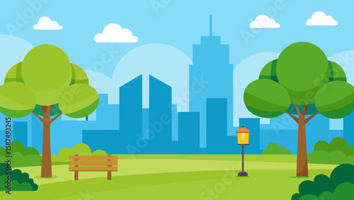 city landscape with trees