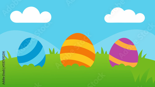 easter eggs on grass