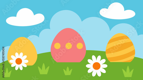 easter eggs in the grass