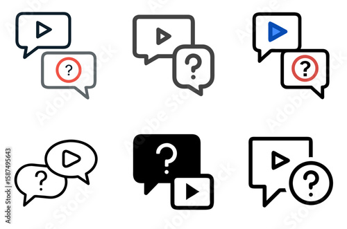 Speech Bubble Question Play Icon Tutorial FAQ Explainer Pack

