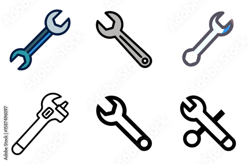 Wrench Icon Tool Repair Fix Adjust Mechanic Symbol Set

