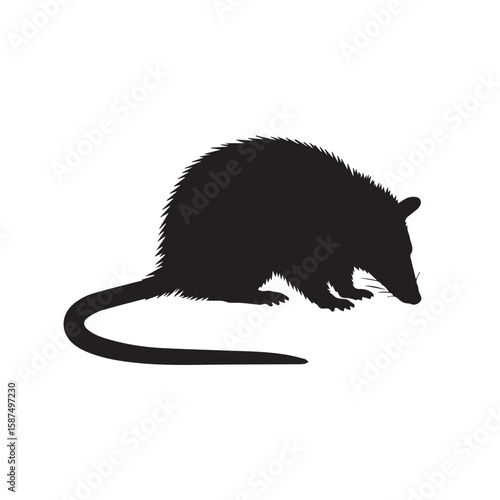 Minimalist Silhouette of a Possum A Graphic Animal Illustration Depicting Wildlife, Perfect for Nature-Themed Designs and Educational Resources