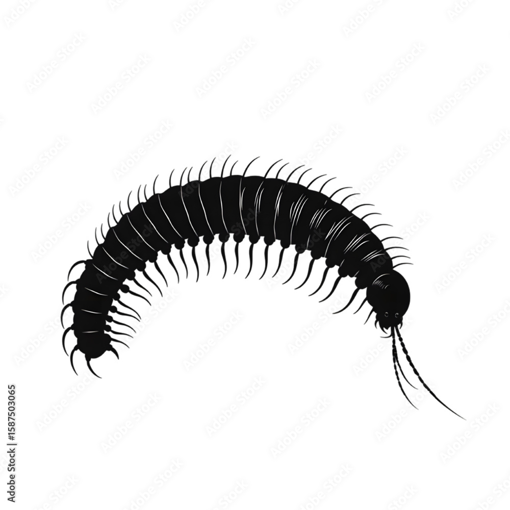 Centipede black silhouette isolated on a transparent background Centipede black silhouette isolated on a transparent background