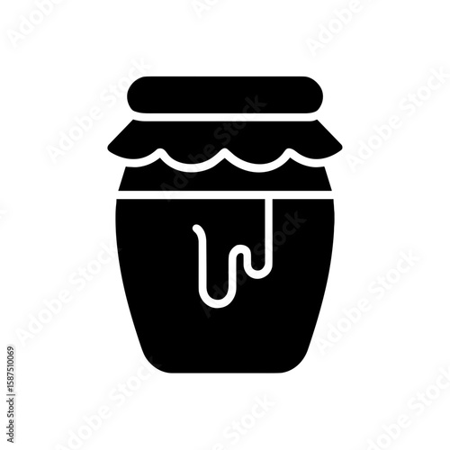 Honey jar with drip, symbolizing natural sweetener – black fill