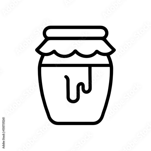 Honey jar with drip, symbolizing natural sweetener – outline