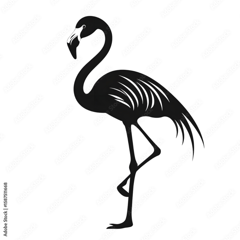 Fototapeta premium Flamingo black silhouette isolated on a transparent background