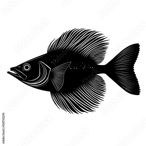 Flounder black silhouette isolated on a transparent background