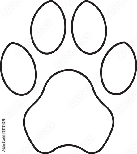 Cat footprint outline vector illustration, line art