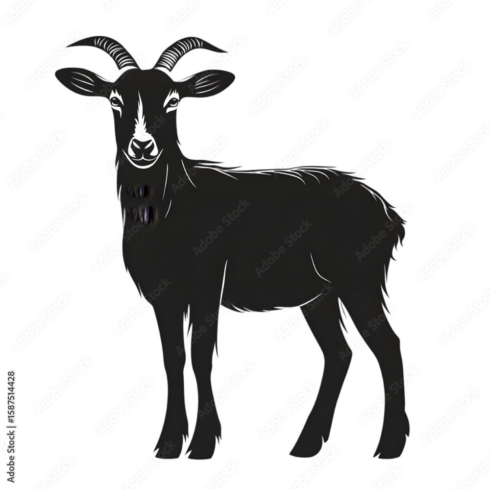 Fototapeta premium Goat black silhouette isolated on a transparent background