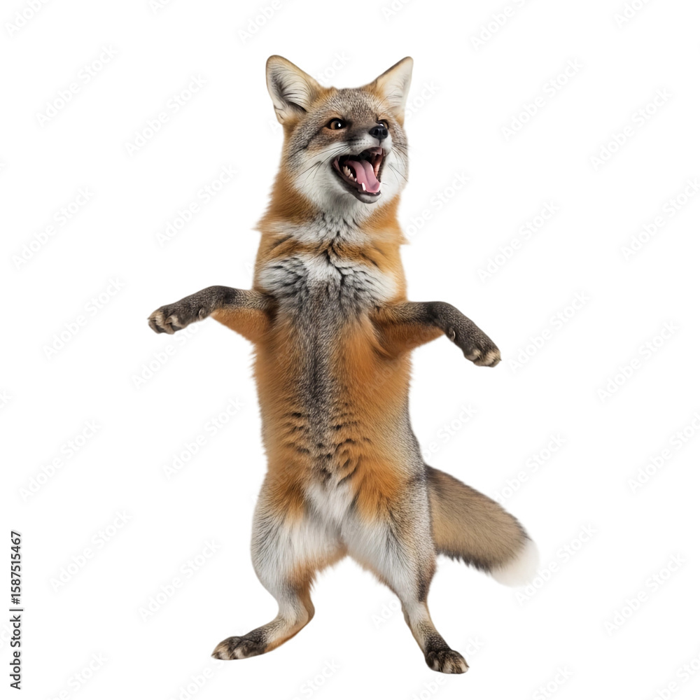 Obraz premium Cute Fox Isolated on Transparent Background – Adorable Animal Cutout for Creative Design