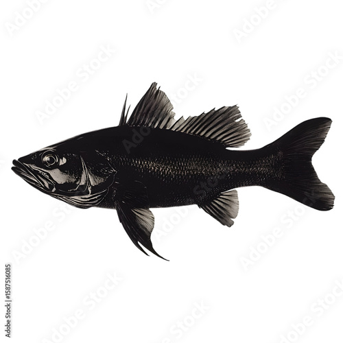 Haddock black silhouette isolated on a transparent background
