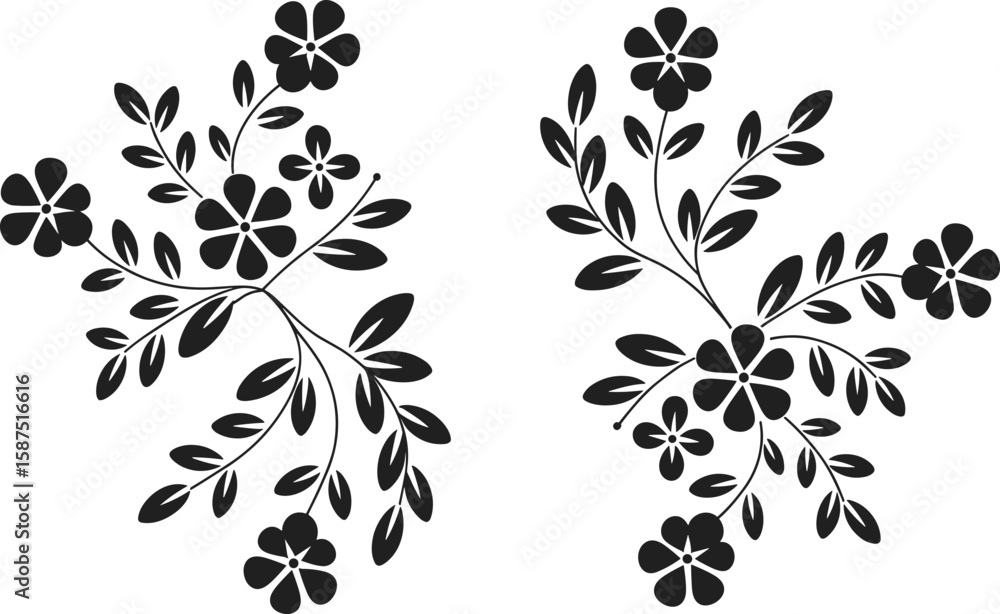 Cad Drawing Flat Vector Illustration, Black and White Floral Design, Botanical Pattern, Elegant Petals, Decorative Art, Nature Inspired Motif Cad Drawing Flat Vector Illustration, Black and White Floral Design, Botanical Pattern, Elegant Petals, Decorative Art, Nature Inspired Motif
