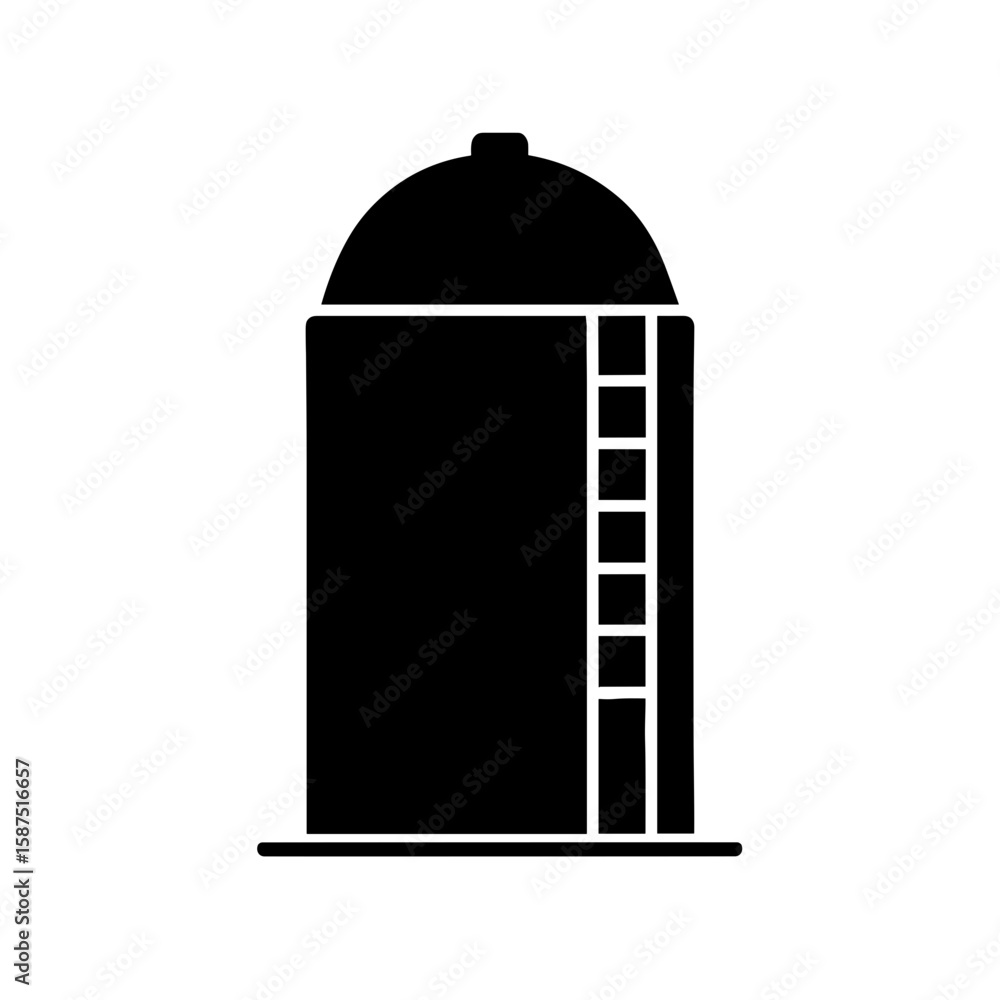 Fototapeta premium Grain silo, symbolizing farm storage – black fill