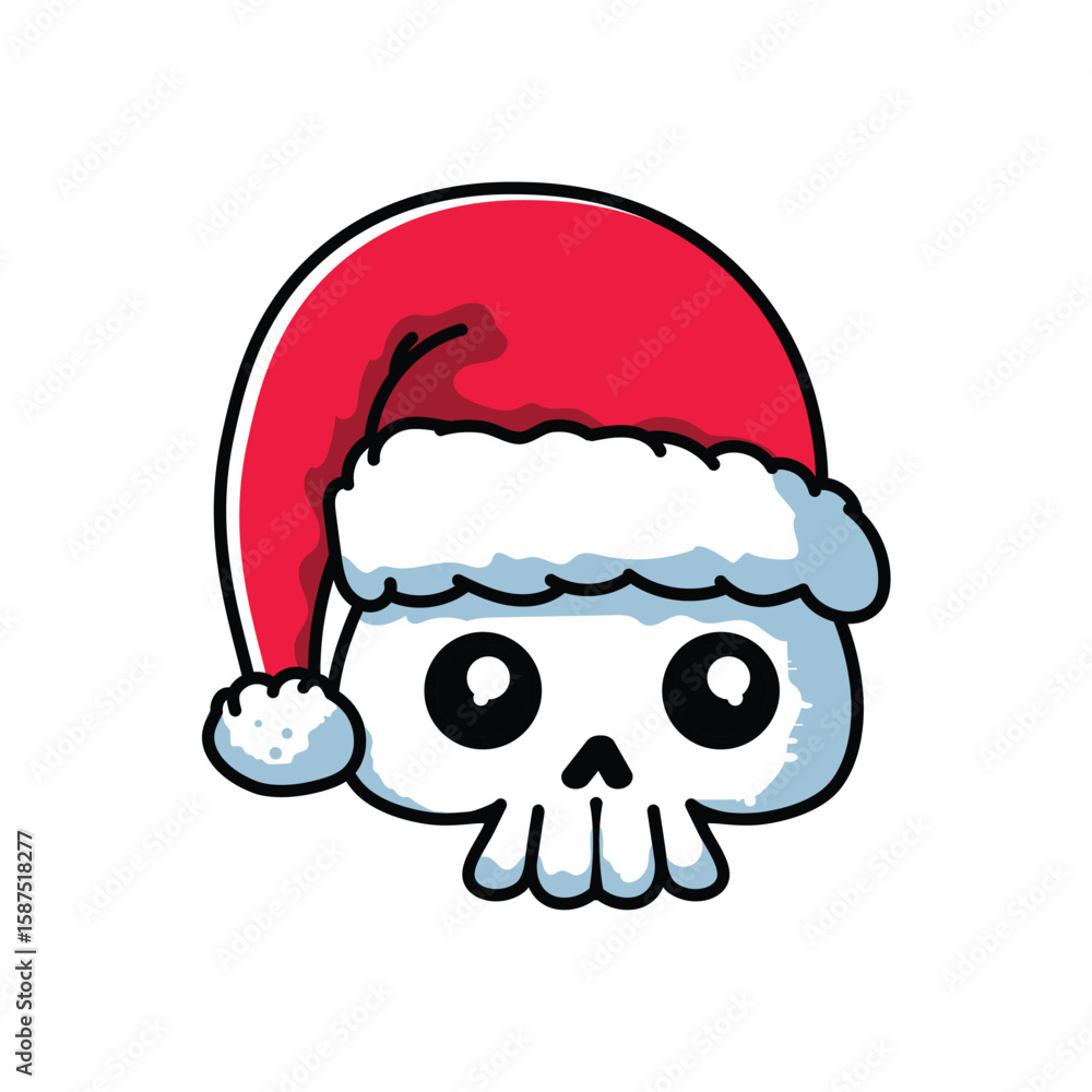 Obraz premium Flat Vector Santa Skull: A Creepy Christmas Twist