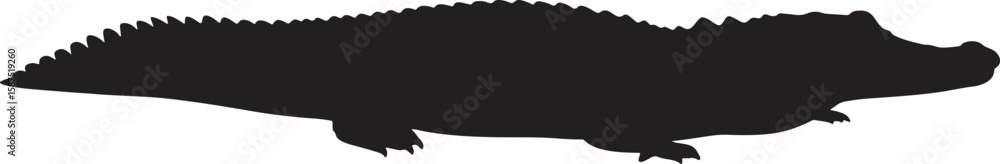 Obraz premium Black crocodile or alligator silhouette, an isolated reptile illustration perfect for wildlife themes, swamp designs, and zoology or animal related projects