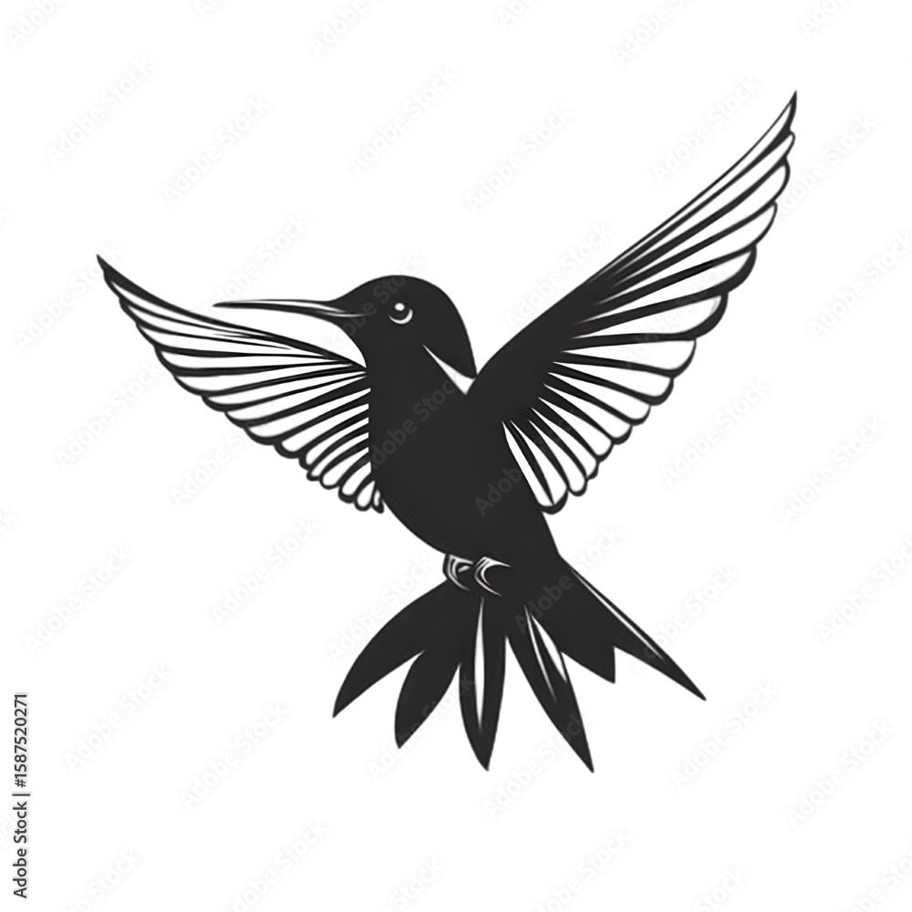 Obraz premium Hummingbird black silhouette isolated on a transparent background