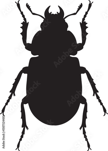 Detailed black silhouette of a large beetle perfect for nature designs insect illustrations scientific projects or any graphic needing an entomology theme