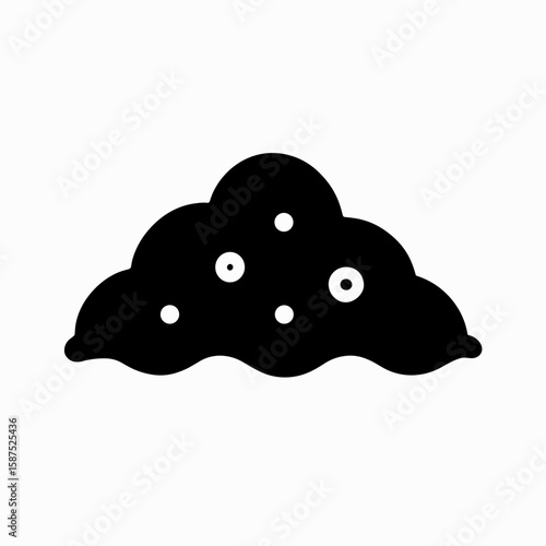 Manure heap with fertilizer granules, symbolizing soil enrichment – black fill