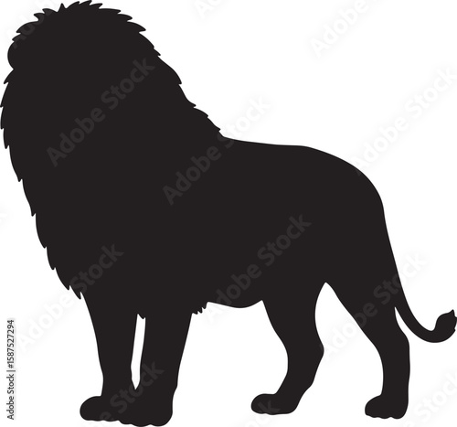 Wallpaper Mural Male lion silhouette standing proudly, showcasing its majestic mane and powerful presence, a perfect symbol of strength, leadership, and African wildlife Torontodigital.ca