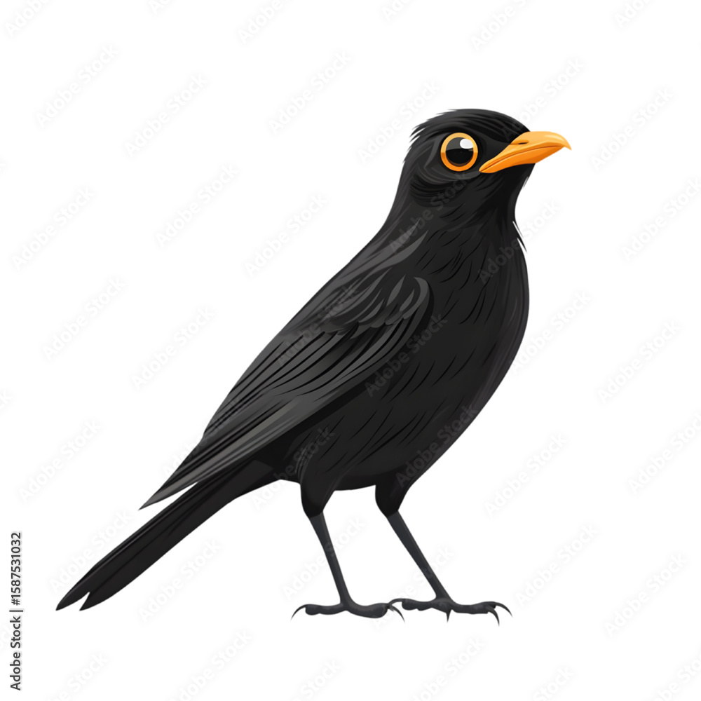 Fototapeta premium Myna black silhouette isolated on a transparent background