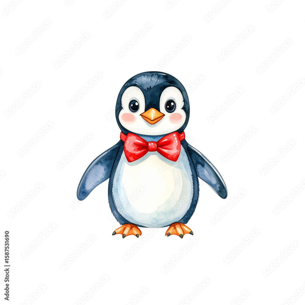 Obraz premium Cute cartoon penguins have winter fun on the snow and ice