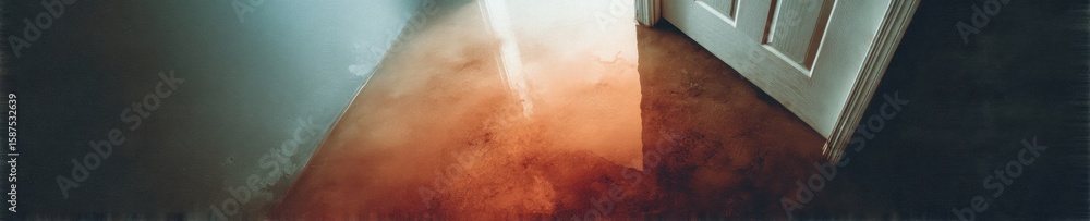 Fototapeta premium Professional Water Damage Basement Flooding with Sewer Backflow and Storm Cellar Wet Floor High-Quality Home Risk Protection for Insurance Marketing