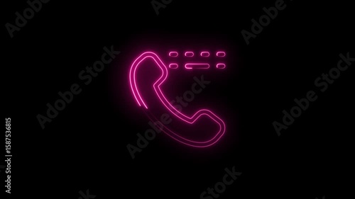 Wallpaper Mural Glowing pink neon phone icon on black background minimal futuristic communication Torontodigital.ca